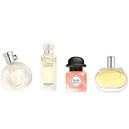 Hermès Discovery 4-Piece Miniature Fragrance Gift Set for Women – Includes Barenia EDP, Terre d’Hermès EDP, Eau des Merveilles EDT, and Un Jardin Sur Le Nil EDT each 0.25 oz/7.5 ml