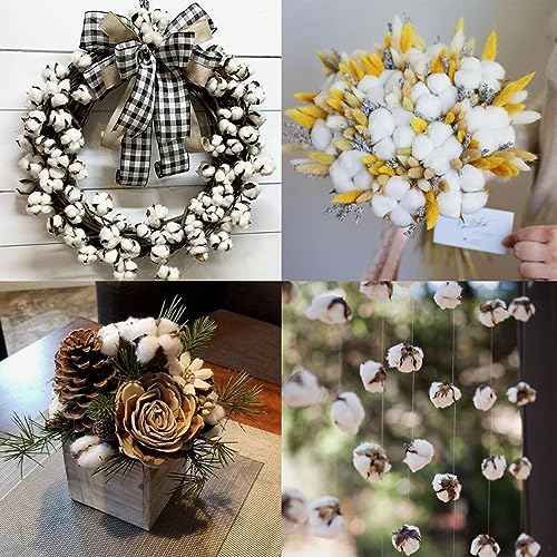 25 Pcs White Cotton Bolls Balls Decor, Dried Cotton Balls for Wreath Decorative, Home, Wedding Decor Balls