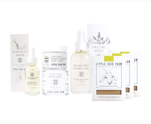 Little Seed Farm Matcha & Argan Bundle - Moisturizer + Soap + Elasticity Serum + Facial Mist Toner