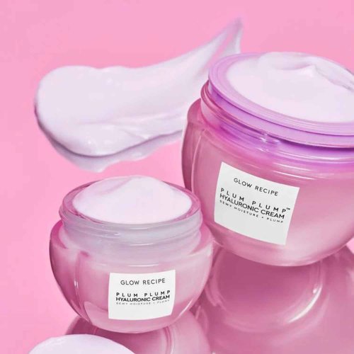 Glow Recipe Plum Plump Hyaluronic Acid Face Cream (50 ml) + Mini Travel Size (20 ml) - Daily Hydrating Skin Moisturizer to Plump, Balance, and Brighten Skin - Vegan Whipped Gel for a Daily, Dewy Glow