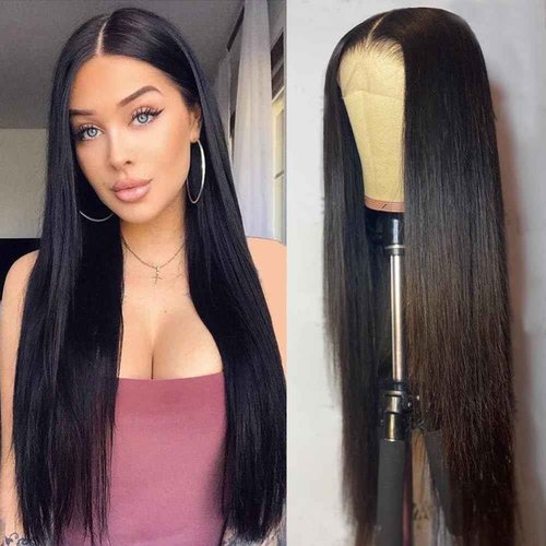 Heberac Black Straight Synthetic Lace Front Wigs13X6 lace are Glueless Pre Plucked Natural Hairline Frontal Lace Wigs Long Lace Front Wigs for Black Women