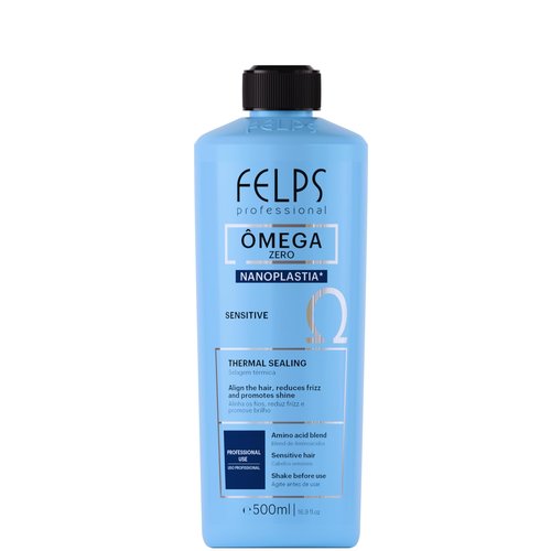 Felps Professional Omega Sensitive - Thermal Sealing Unique Nanoplasty - Brazilian Keratin Blowout - Straightening & Smoothing Hair Treatment - Formaldehyde Free 500ml/16.90.oz
