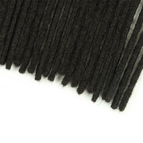 6 Inch 0.4cm Thickness Dreadlock Extensions Human Hair 60 Strands Locs Extensions Real Human Hair, Natural Black for Women Men Kids Full Handmade Permanent Locs Can Be Dyed and Bleached