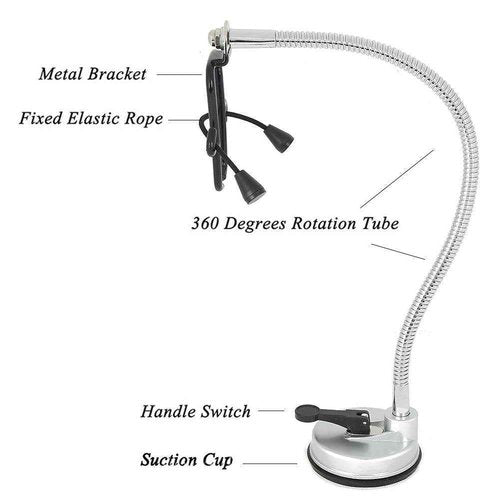 Hands Hair Dryer Holder,360 Degrees Rotation Hairdryer Stand, Stainless Hair Dryer Hands Holder with Suction Up for Glass Desktop Smooth