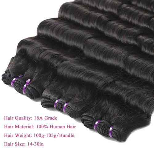 Ralisa 16A Loose Deep Bundles Human Hair Loose Deep Wave Bundles Brazilian Virgin Hair Deep Wave Bundles Hair Weave Extensions Human Hair Loose Wave Curly Hair Bundles
