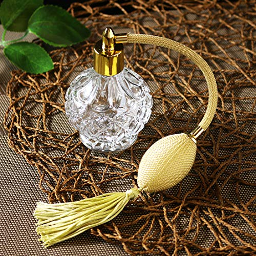 H&D HYALINE & DORA H&D Charming Clear Checked Carved Glass Empty Refillable Perfume Bottle with Spray Atomizer