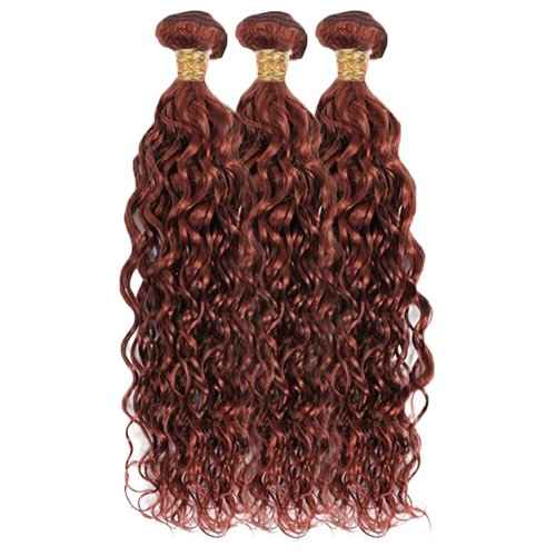 30 32 34 Inch Reddish Brown Bundles Human Hair Copper Red Water Wave Bundles Unprocessed Peruvian Virgin Remy Hair 3 Bundles Reddish Brown Wet and Wavy Human Hair Bundle 100g/Pc