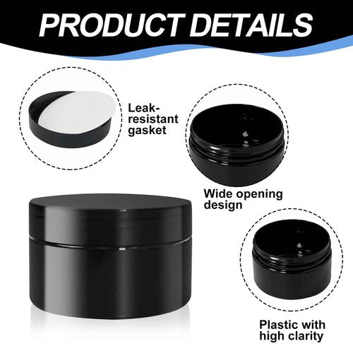 50 Pcs Plastic Jars with Lid 8 oz Plastic Cosmetic Containers Round Lotion Sample Containers Leak Proof Empty Cosmetic Jars Refillable Travel Jars for Storage Cream Powder Ointment Supplies(Black)