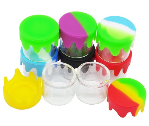 KUVIS 6ml Silicone Glass Wax Containers Airtight with Silicone Lid Concentrate Jar Multi Use (200)