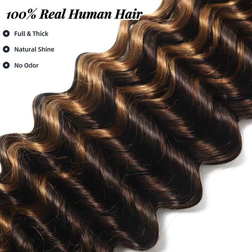 P4/30 Deep Wave Ombre Human Braiding Hair 28Inch 2 Bundles 100g Bulk Virgin Curly Hair for Boho Braids Wet and Wavy
