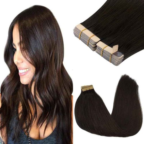 GOO GOO Tape in Hair Extensions Human Hair, 2 Dark Brown, 18inch 100g 40pcs, Skin Weft Seamless Invisible, Silky Straight with Thick Ends, Remy Human Hair