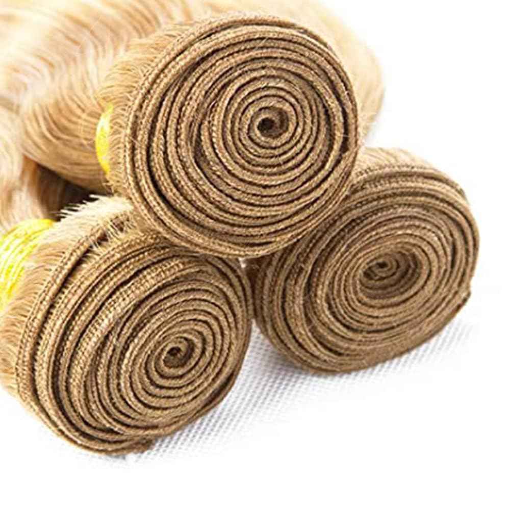 Giginger Bundles Human Hair P27/613 Blonde Straight Human Hair Bundles 24 26 28 Inch Highlight Honey Blonde Unprocessed Quick Weave Soft Sewn In Hair Extensions for Black Women