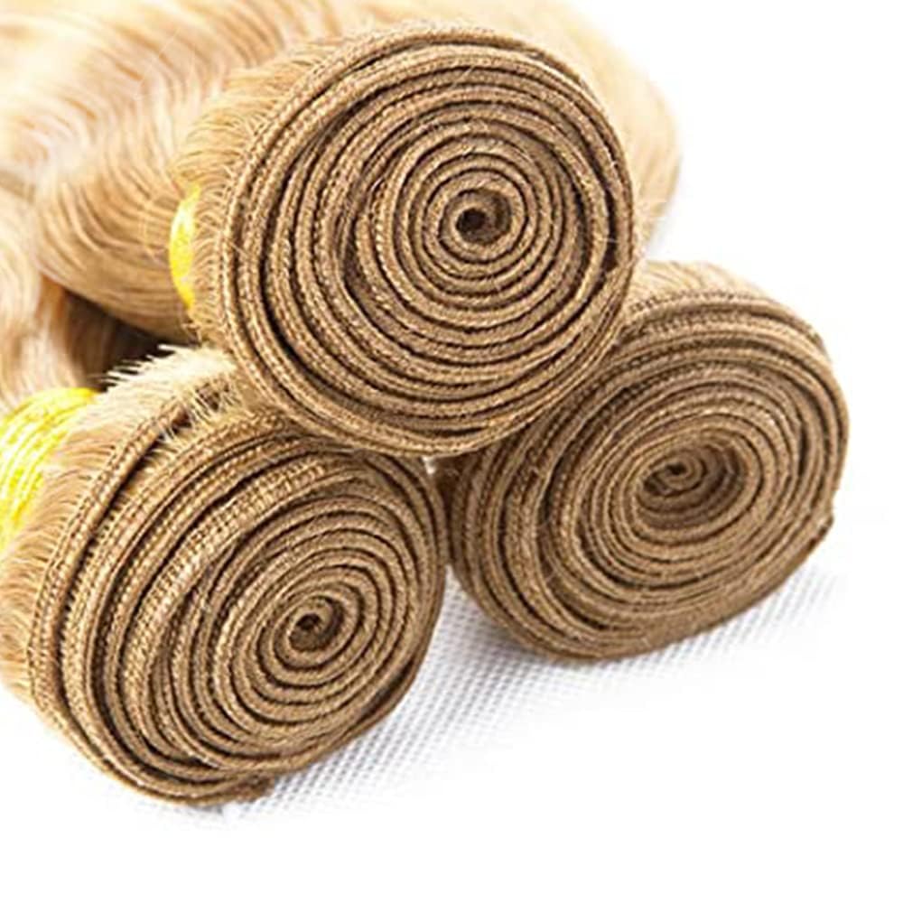 Giginger Bundles Human Hair P27/613 Blonde Straight Human Hair Bundles 20 22 24 Inch Highlight Honey Blonde Unprocessed Quick Weave Soft Sewn In Hair Extensions for Black Women