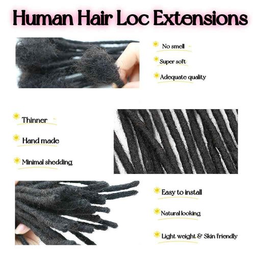 0.4cm & 0.6cm Width, 4-14 Inches10, 30, 60, 100 Strands Options 100% Real Human Hair Dreadlock Extensions for Men/Women/Kids, Handmade Permanent Loc Extension Bundles (0.4cm, 14inches, 30Strands)