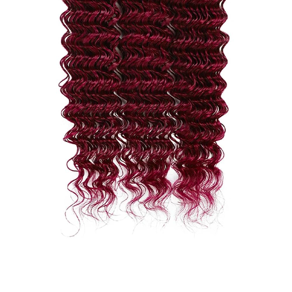 Giginger Bundles Human Hair Burgundy 99J Deep Wave Human Hair Bundles 16 18 20 inch Wine Red Unprocessed Quick Weave Soft Sewn In Hair Extensions for Black Women