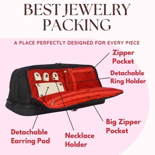 Cacheri All in One Travel Toiletry Bag, Makeup Bag with Jewelry Compartment and Heat-Resistant Pocket for Hair Tools