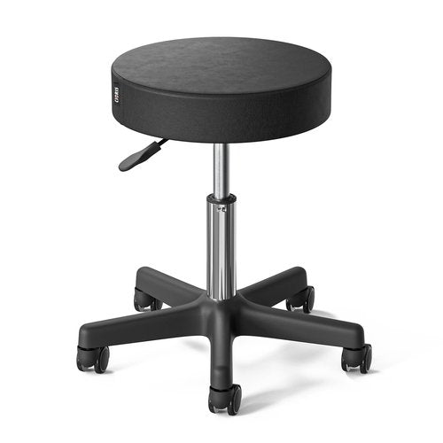 CLORIS Round Rolling Stool Hold up to 400 LBS Height Adjustable Swivel Chair Nylon Feet with Wheels for Spa, Massage, Salon, Home, Office, Medical, Tatoo, Bar Black