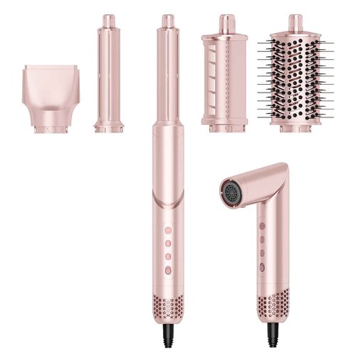 RUCHA 5 in 1 Hot Air Styler, 110,000 RPM High Speed Blow Dryer Brush, Foldable air Curler for Hair, Negative Ion Hot Air Bursh for Frizz-Free Styling Fast Drying Curling Straightening Volumizing