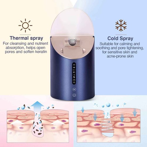 Facial Steamer DENFANY Nano Steamer Ionic Hot & Cool Mist Home SPA | 8 Steam Modes | Aromatherapy Basket | Digital LCD Screen | Extraction Set