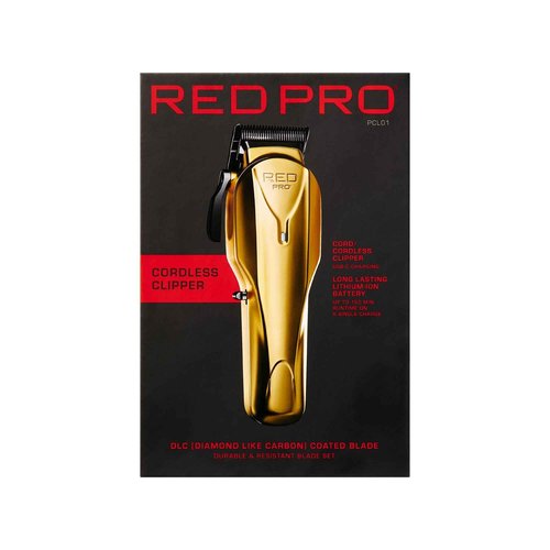 RED Pro Professional Cordless Hair Clipper for Men, Electric Rechargeable Hair Clipper Set for Barbers and Stylists with Up to 150 Minutes Battery Life, 6 Clippers Guide Included (Matte Gold)