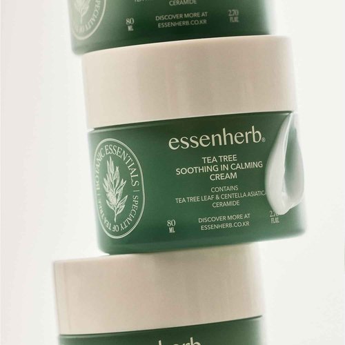 ESSENHERB Tea Tree Soothing In Calming Cream | Tea Tree Moisturizer | Calming Cream for Dry, Sensitive, All Skin Types, Korean Skincare (2.70oz * 3 Pack)