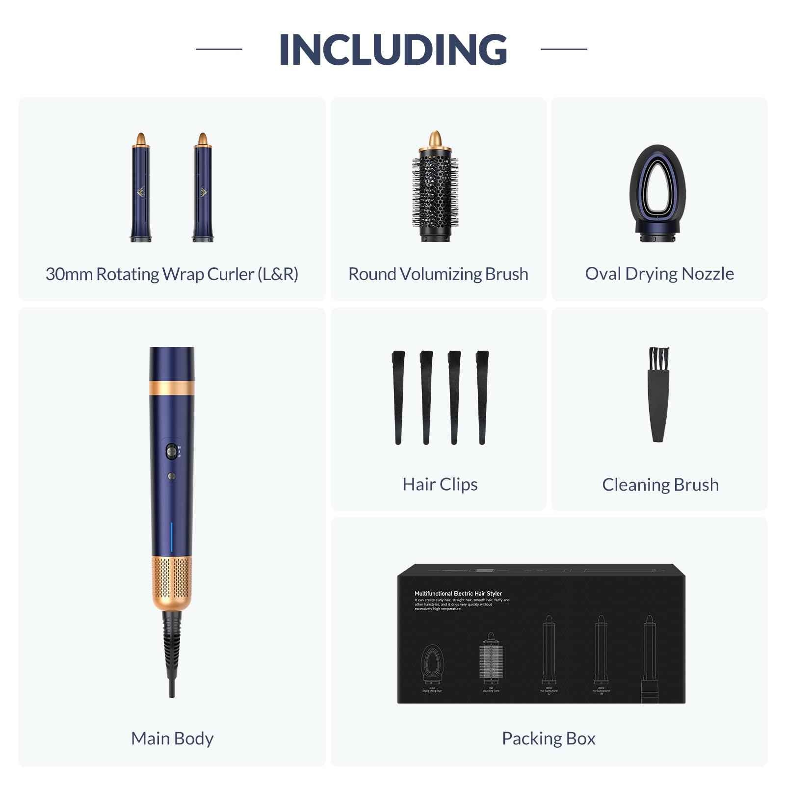 4-in-1 Hot Air Styler & Hair Dryer Brush – 110,000 RPM High-Speed Brushless Ionic Blow Dryer for Fast Drying, Curling, Straightening, Suitable for All Hair Styler - No Heat Damage