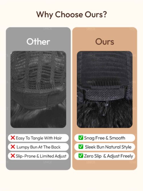 Nadula Water Wave Headband Wig Human Hair with Drawstring – Glueless HookFit Wet and Wavy Half Wig Beginner Friendly, Ready to Wear Clip in Half Wigs for Women Natural Black Color 16inch