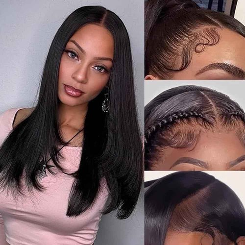 SOPSFR 13x6 Straight Lace Front Wigs Human Hair for Women HD Transparent Lace Wigs Human Hair 200% Density Glueless Wigs Human Hair Pre Plucked Natural Hairline 20Inch
