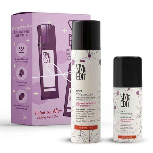 Style Edit Travel Essentials Hair Duo Root Concealer Spray Full Size & Travel Size | Instant Gray Root Concealer for Grays and Roots Coverage | Auburn