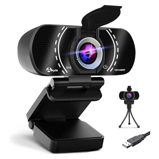 Akyta Web Camera for Laptop, 1080P Webcam with Noise-Canceling Microphone/Privacy Cover & Wide Angle 110°, USB Web Camera for Desktop Computer PC Mac Video Calling/Streaming/Zoom Conference