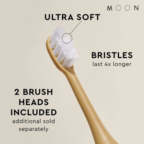 MOON Sonic Electric Toothbrush for Adults & Teens, Gold, 5 Smart Modes, Clean, White, Massage, Polish & Sensitive, Rechargeable with Travel Case & 2 Brush Heads, Industry-Leading 6 Week Charge