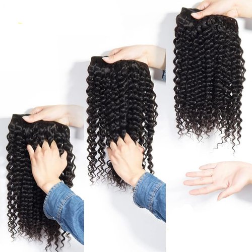 Flyzhuim Deep Wave Bundles Human Hair 16 18 20inch Brazilian Virgin Hair Deep Wave Human Hair Bundles Natural Black Wet And Wavy Deep Wave Curly Bundles 300G