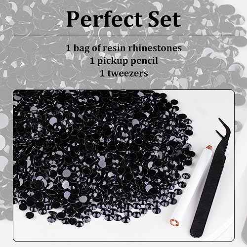 5000pcs 3mm Resin Rhinestones Bulk, Black Flatback Round Jelly Rhinestones Bedazzling Non Hotfix Crystal Gems Large Quantity Wholesale for DIY Crafts Clothes Bottles Tumblers Face Makeup Manicure
