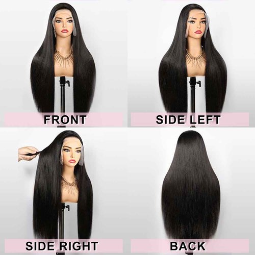 Indono Straight Wigs Human Hair 13x6 HD Lace Frontal Wig Pre Plucked Pre Cut with Baby Hair Black Human Hair Wig 220 Density Natural Color Wigs for Black Women 30 Inch