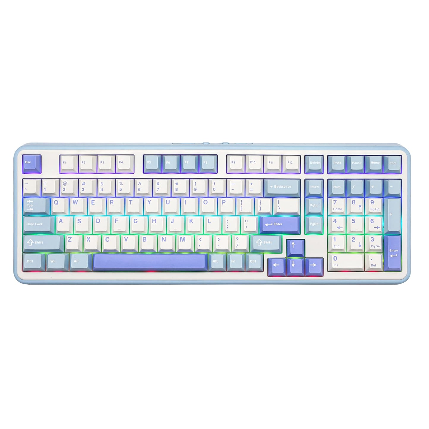 EPOMAKER TH99 Wireless Mechanical Keyboard with Lubed Silent Switch, Quiet Gaming Keyboard, 8000mAh,Creamy Gasket,RGB Backlit,Numpad,PBT Keycap,Hot Swappable,for Gamers/Office (Blue&White)