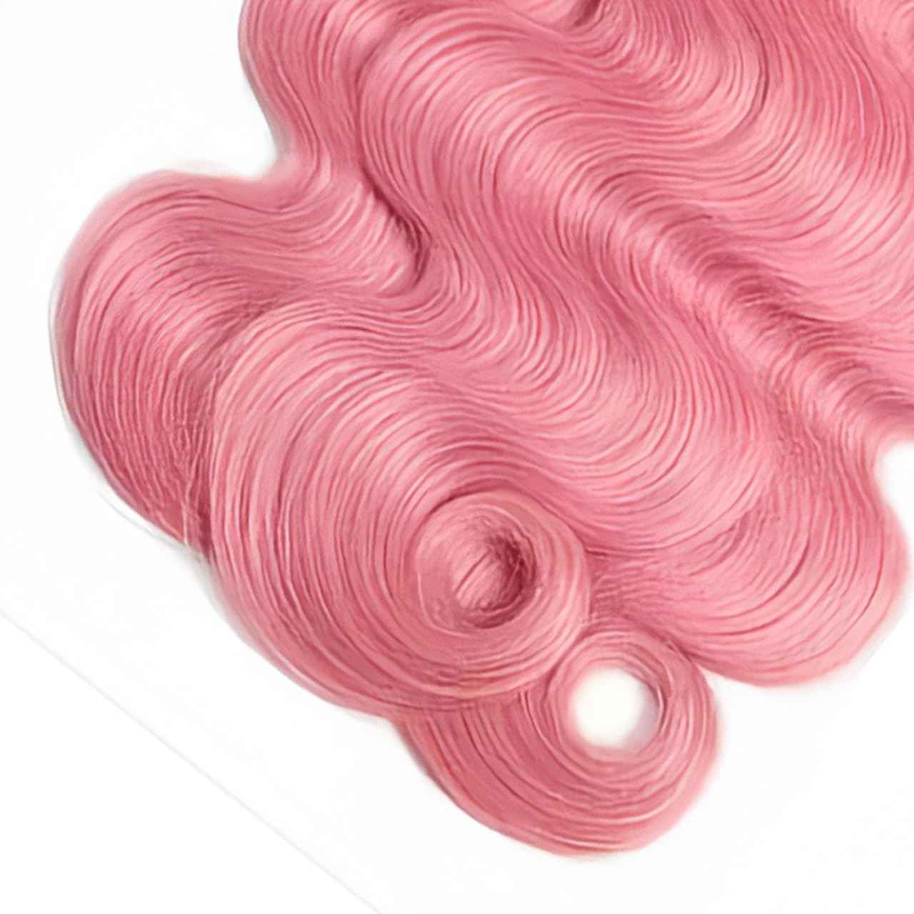 30 32 34 Inch Hot Pink Human Hair Bundles Pink Body Wave Bundles Niegmeag Peruvian Virgin Remy Hair Extensions Double Weft Soft and Skily Hair Weave