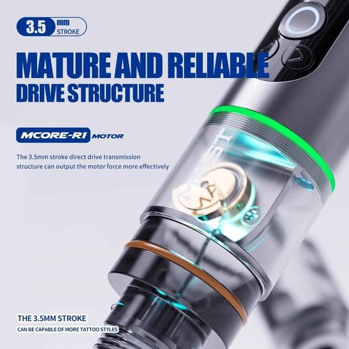Mast A2 Wireless Tattoo Gun Pen Machine Rotary Mcore Power Motor Supply 5,000mAh Battery for 20 Hours Long Running Time