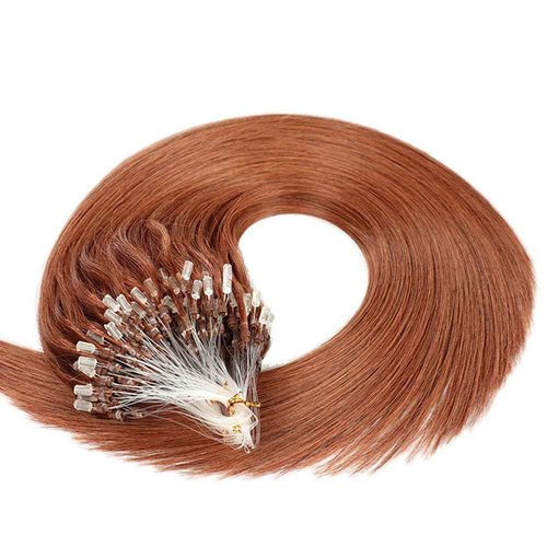 Saisifen Micro Loop Hair Extensions 30# Auburn Straight Human Hair Bulk (50 Strands,1g/Strands) Micro Link Human Hair Extension for Women 20 Inches (50cm)