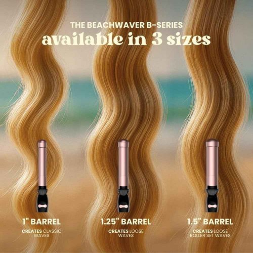 Beachwaver B1 Rotating Curling Iron - Automatic 1 Inch Ceramic Curling Iron - Easy-to-Use Spinning Wand for Long-Lasting Waves - Auto-Shut Off, Travel-Friendly, Dual Voltage (BW160) in Midnight Rose