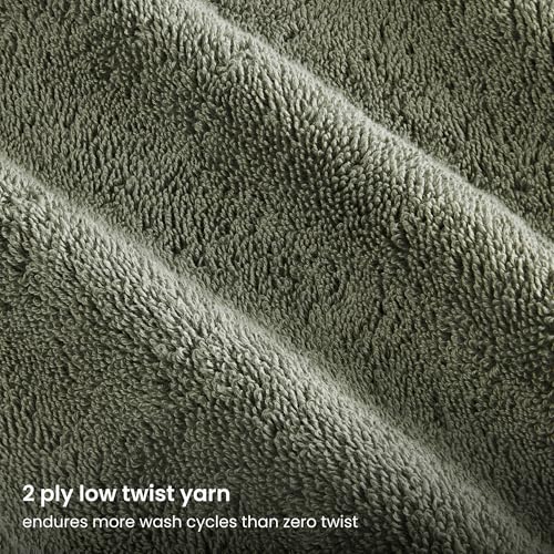 BIOWEAVES 100% Organic Cotton Bath Towel Set | 700 GSM Plush 6-Piece Premium Towel Set GOTS Certified, 2 Bath Towels, 2 Hand Towels & 2 Washcloths - Sage