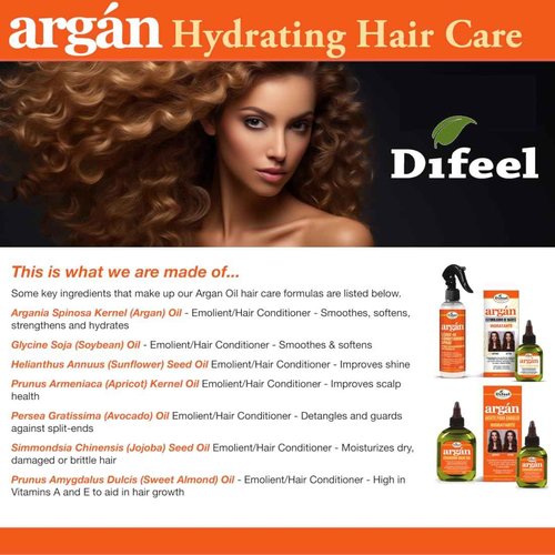Difeel Argan Hydrating Shampoo & Conditioner Collection - 8 Piece Set, Includes Hair Oil, Mask, Leave in Spray, Travel Size - Sulfate Free, Paraben Free, Phthalate Free, Color Safe