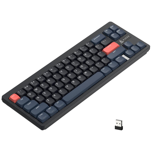 A.JAZZ AKL680 65% Low Profile Wireless Mechanical Keyboard, BT/2.4Ghz Dual Mode 68 Keys Gaming Keyboard with Ultra-Thin Brown Switches for PC/Laptop/Windows/Mac(Blue/Black)