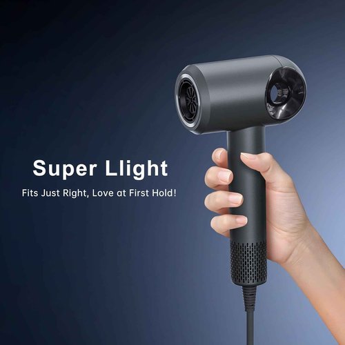 Hair Dryer, High-Speed Ionic Low Noise Blow Dryer with Diffuser for Fast Drying, Professional 500 Millions Negative Ionic Thermo-Control Hairdryer, Travel with Magnetic Diffuser & Nozzle