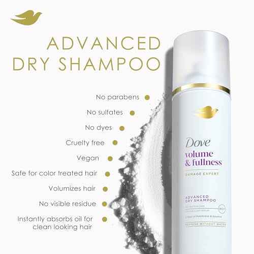 Dove Dry Shampoo Spray, Volume & Fullness, Absorbs Oil to Refresh Hair Without Washing, 5 oz (2-Pack)