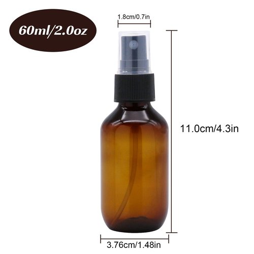 SYNTECSO 240 Pack 2oz Amber Plastic Spray Bottles, Fine Mist Spray Bottles for Essential Oils, Water Spray Bottle for Hair Plant & Cleaning Solution