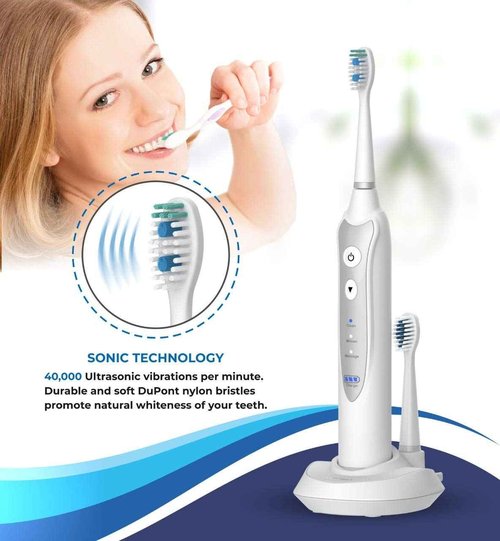NetGen Sonic Electric Toothbrush for Adults with 5 Toothbrush Replacement Heads, 3 Brushing Modes & 2 Minutes Built-in Timer, Travel Toothbrushes with Inductive Charging, Rechargeable Toothbrush