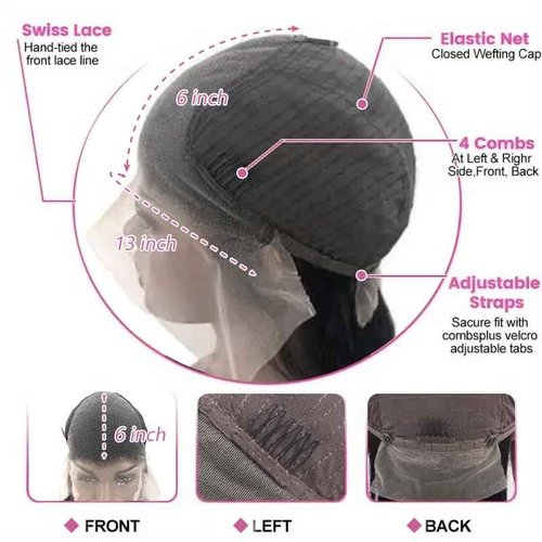 Zorssar 13x6 Lace Front Wig Human Hair Natural Color Straight HD Transparent Lace Front Wigs Straight Lace Frontal Wigs Glueless Lace Human Hair Pre Plucked 150% Density (13x6 1B, 24 in)