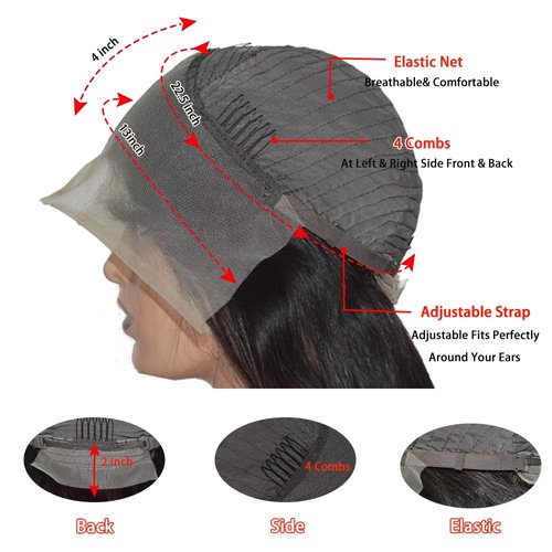 18 Inch Straight Lace Front Wigs Human Hair Pre Plucked 180% Density Glueless Wigs Human Hair 13x4 HD Transparent Human Hair Lace Frontal Natural Hairline Brazilian Virgin Hair for Women Natural