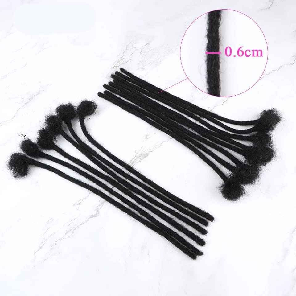 30 Strands Loc Extensions Human Hair for Women/Men Can Be Dyed Bleached Curled Full Handmade Permanent Dreadlock Extensions 0.6cm Width 10 inch