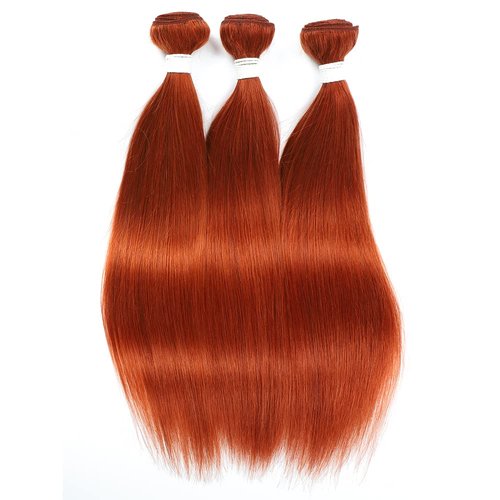REMY Brazilian #350 Burnt Orange Color Bundle Long Straight Hair 100% Human Virgin Unprocessed Double Weft Weave (24 Inch)
